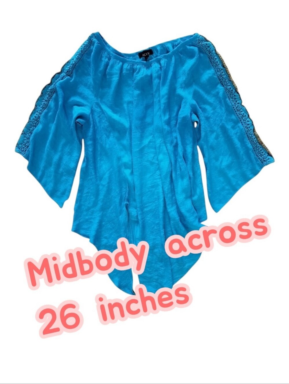 Alyx Teal Blue Cold Shoulder Blouse | Flowy Asymmetrical Hem | Women’s Top XXL